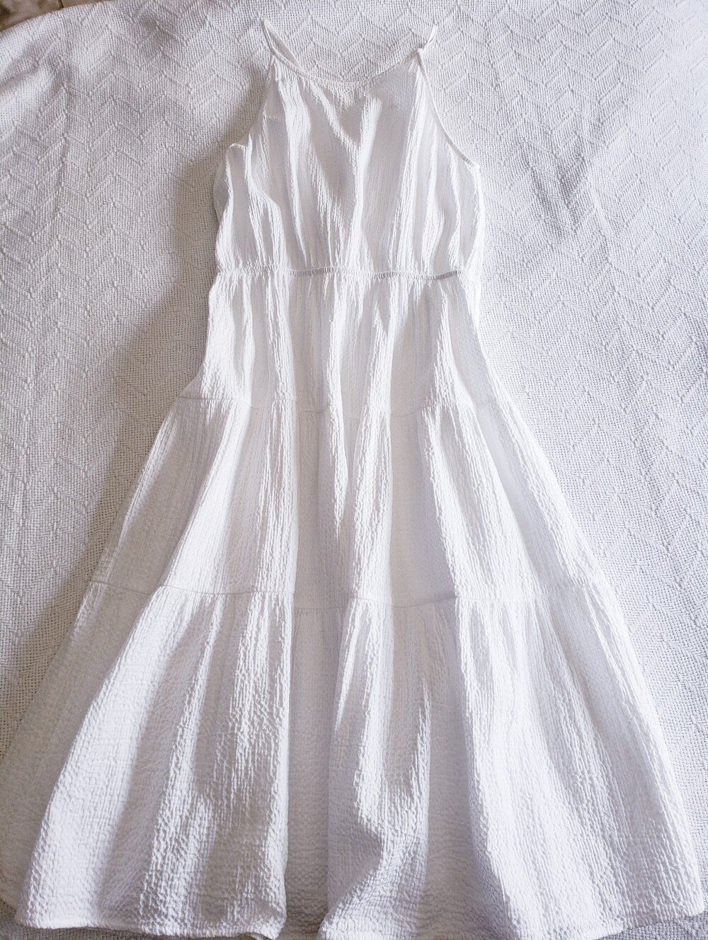 Zara Girls 13/14 Beautiful White Cotton Seersucker Halter Style Summer Dress